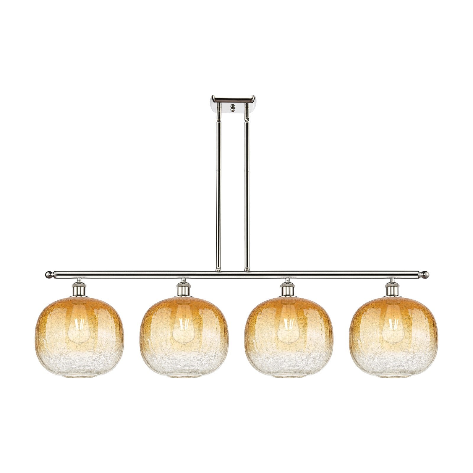 Innovations Brookhaven Sphere 49in 4-Light Island Light | Industrial Polished Nickel and Amber Glass | Kitchen Island & Dining | Model 516-4I-PN-G481-10AM