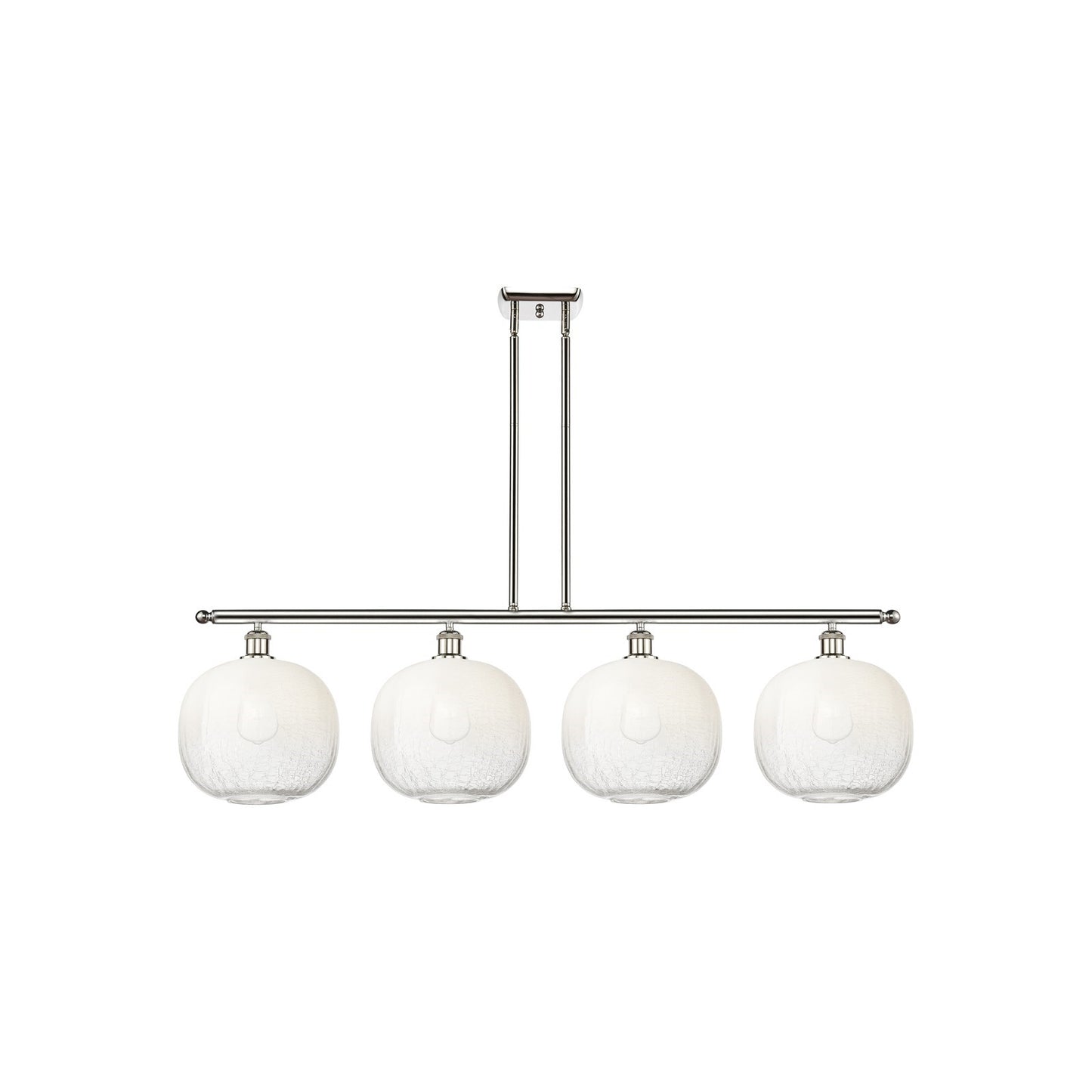 Innovations Brookhaven Sphere 49in 4-Light Island Light | Industrial Polished Nickel Steel and Opal Glass | Kitchen Island | Model 516-4I-PN-G481-10OP