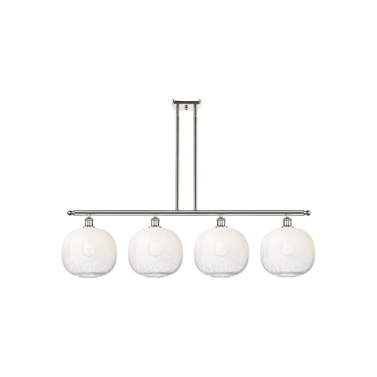 Innovations Brookhaven Sphere 49in 4-Light Island Light | Industrial Polished Nickel Steel and Opal Glass | Kitchen Island | Model 516-4I-PN-G481-10OP