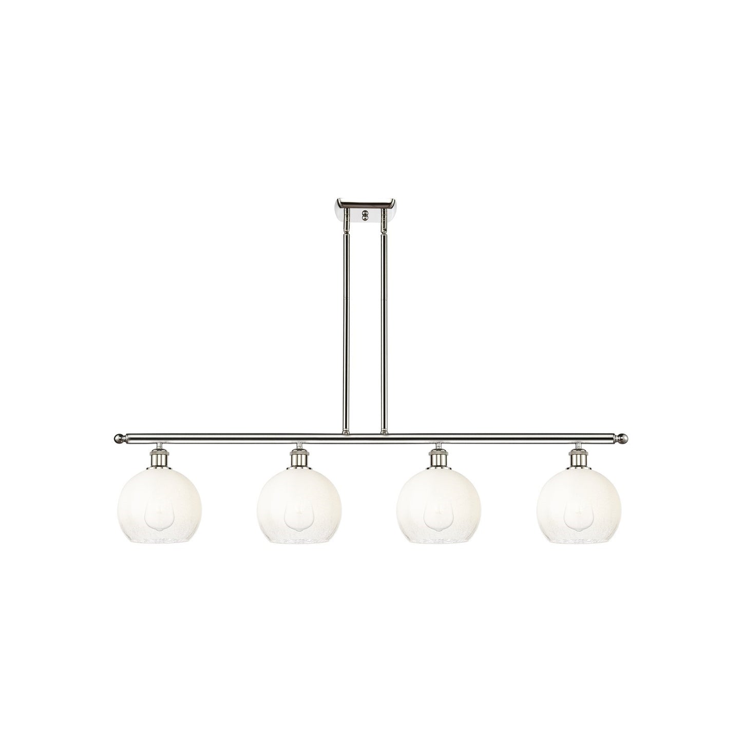 Innovations Brookhaven Globe 48in 4-Light Island Light | Industrial Polished Nickel Steel and Opal Glass | Kitchen Island & | Model 516-4I-PN-G483-8OP