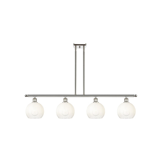 Innovations Brookhaven Globe 48in 4-Light Island Light | Industrial Polished Nickel Steel and Opal Glass | Kitchen Island & | Model 516-4I-PN-G483-8OP
