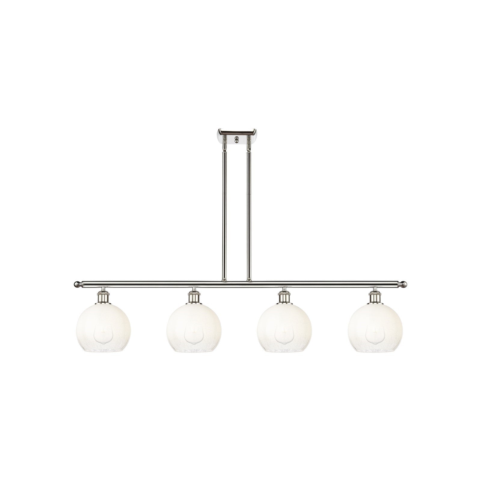 Innovations Brookhaven Globe 48in 4-Light Island Light | Industrial Polished Nickel Steel and Opal Glass | Kitchen Island & | Model 516-4I-PN-G483-8OP