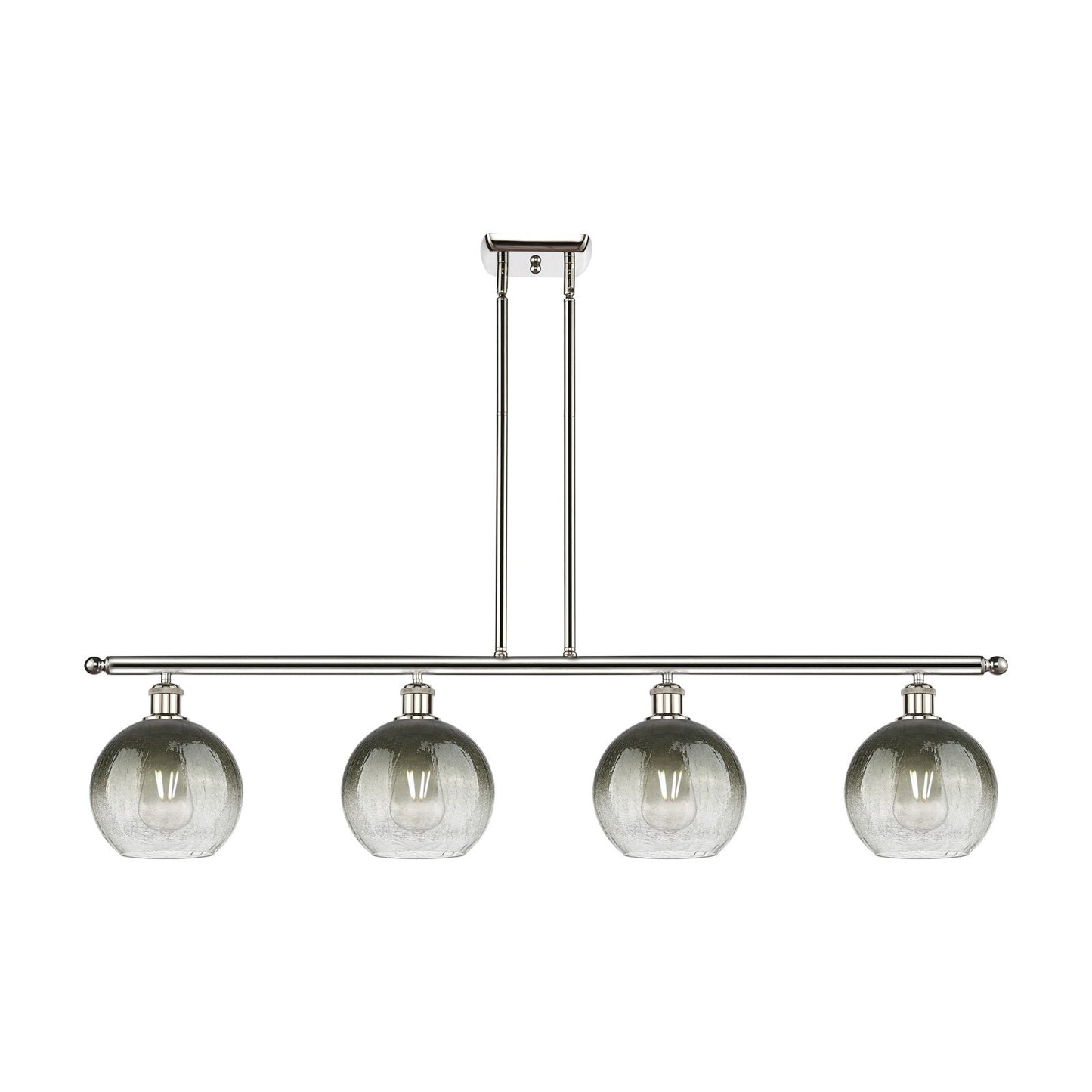 Innovations Brookhaven Globe 48in 4-Light Island Light | Industrial Polished Nickel and Slate Glass | Kitchen Island & Dining | Model 516-4I-PN-G483-8SL