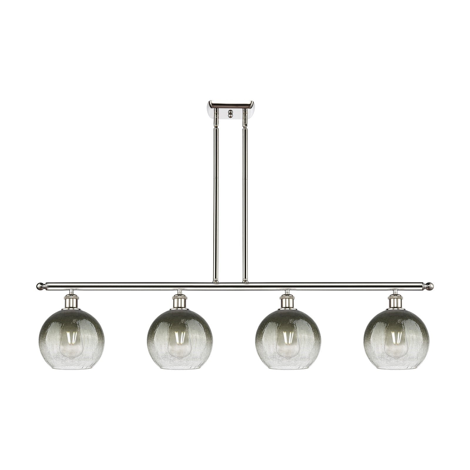 Innovations Brookhaven Globe 48in 4-Light Island Light | Industrial Polished Nickel and Slate Glass | Kitchen Island & Dining | Model 516-4I-PN-G483-8SL
