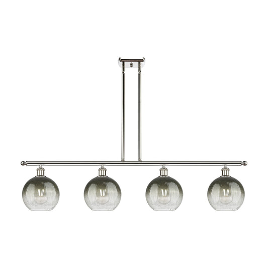 Innovations Brookhaven Globe 48in 4-Light Island Light | Industrial Polished Nickel and Slate Glass | Kitchen Island & Dining | Model 516-4I-PN-G483-8SL