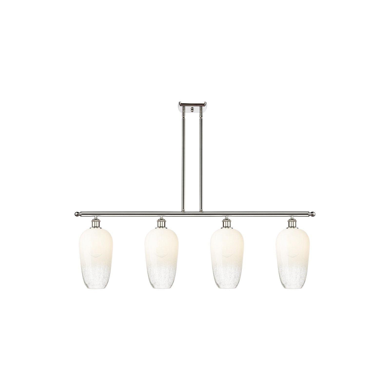 Innovations Brookhaven Flute 48in 4-Light Island Light | Industrial Polished Nickel Steel and Opal Glass | Kitchen Island | 48 | Model 516-4I-PN-G484-7OP