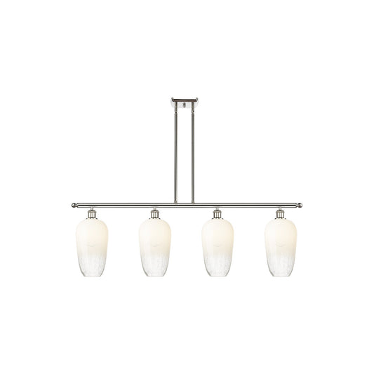 Innovations Brookhaven Flute 48in 4-Light Island Light | Industrial Polished Nickel Steel and Opal Glass | Kitchen Island | 48 | Model 516-4I-PN-G484-7OP