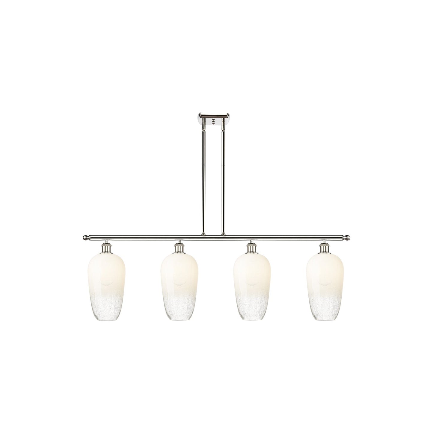 Innovations Brookhaven Flute 48in 4-Light Island Light | Industrial Polished Nickel Steel and Opal Glass | Kitchen Island | 48 | Model 516-4I-PN-G484-7OP
