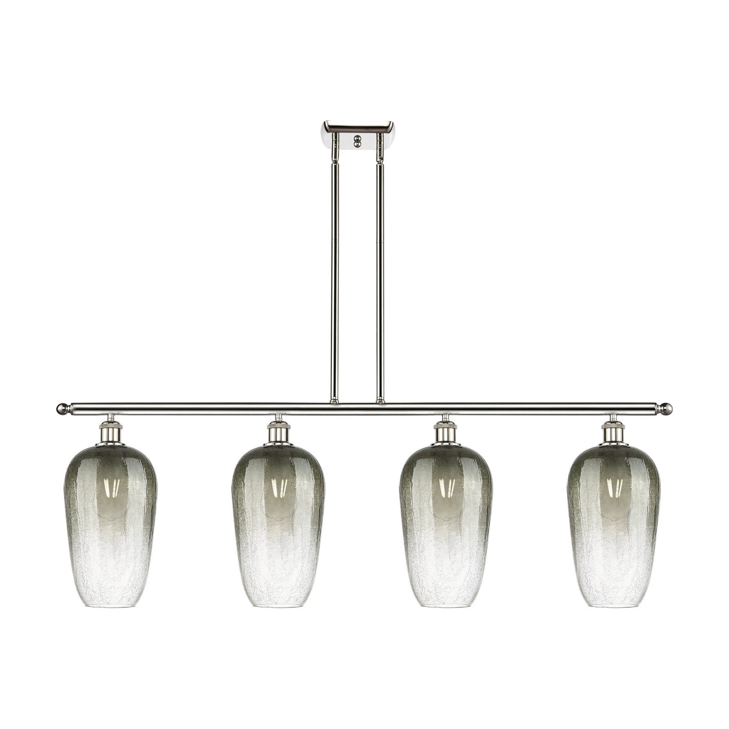 Innovations Brookhaven Flute 48in 4-Light Island Light | Industrial Polished Nickel Steel and Slate Glass | Kitchen Island | 48 | Model 516-4I-PN-G484-7SL