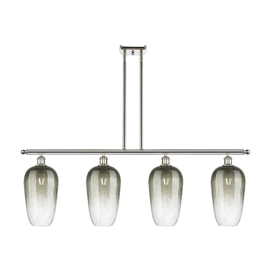 Innovations Brookhaven Flute 48in 4-Light Island Light | Industrial Polished Nickel Steel and Slate Glass | Kitchen Island | 48 | Model 516-4I-PN-G484-7SL