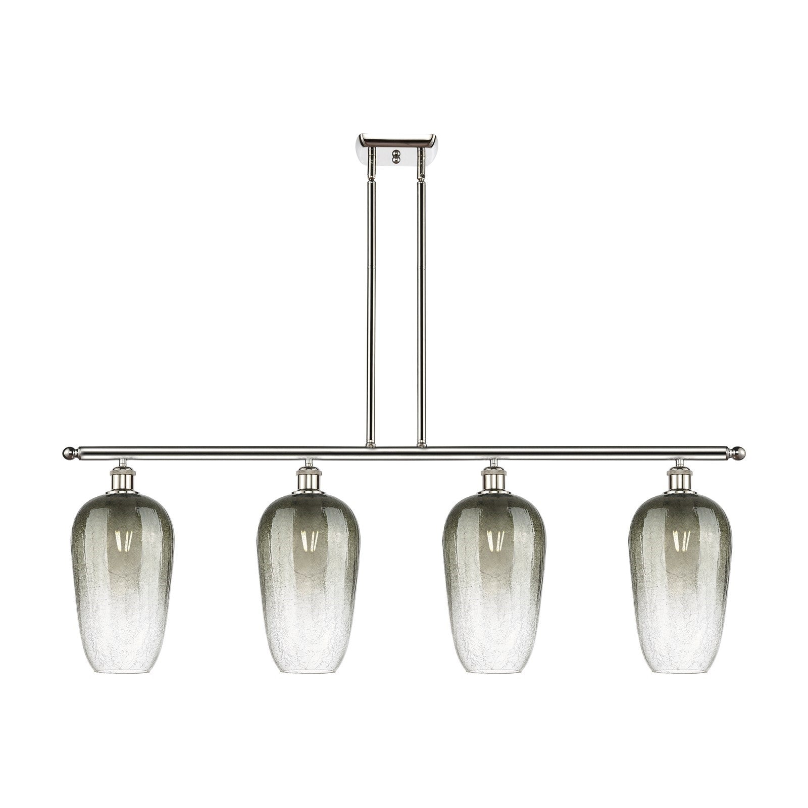 Innovations Brookhaven Flute 48in 4-Light Island Light | Industrial Polished Nickel Steel and Slate Glass | Kitchen Island | 48 | Model 516-4I-PN-G484-7SL