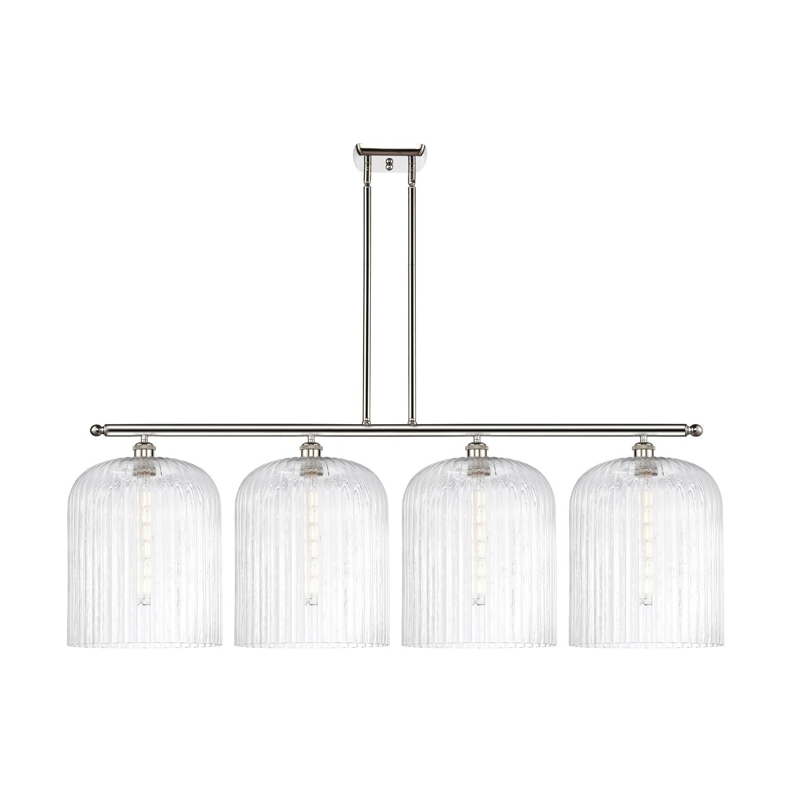 Innovations Bridal Veil 48in 4-Light Island Light | Art Nouveau Polished Nickel Steel and Clear Ribbed Glass | Kitchen Island | Model 516-4I-PN-G559-12CL
