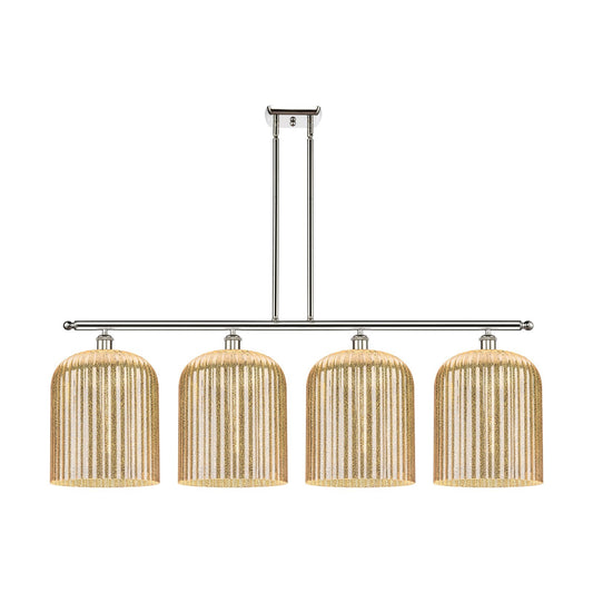 Innovations Bridal Veil 48in 4-Light Island Light | Art Nouveau Industrial Polished Nickel and Mercury Ribbed Glass | Kitchen | Model 516-4I-PN-G559-12ME