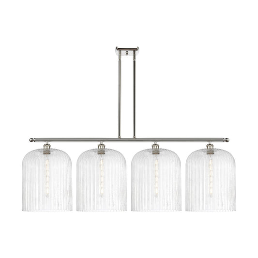 Innovations Bridal Veil 48in 4-Light Island Light | Art Nouveau Industrial Polished Nickel and Seedy Bell Glass | Kitchen | Model 516-4I-PN-G559-12SDY