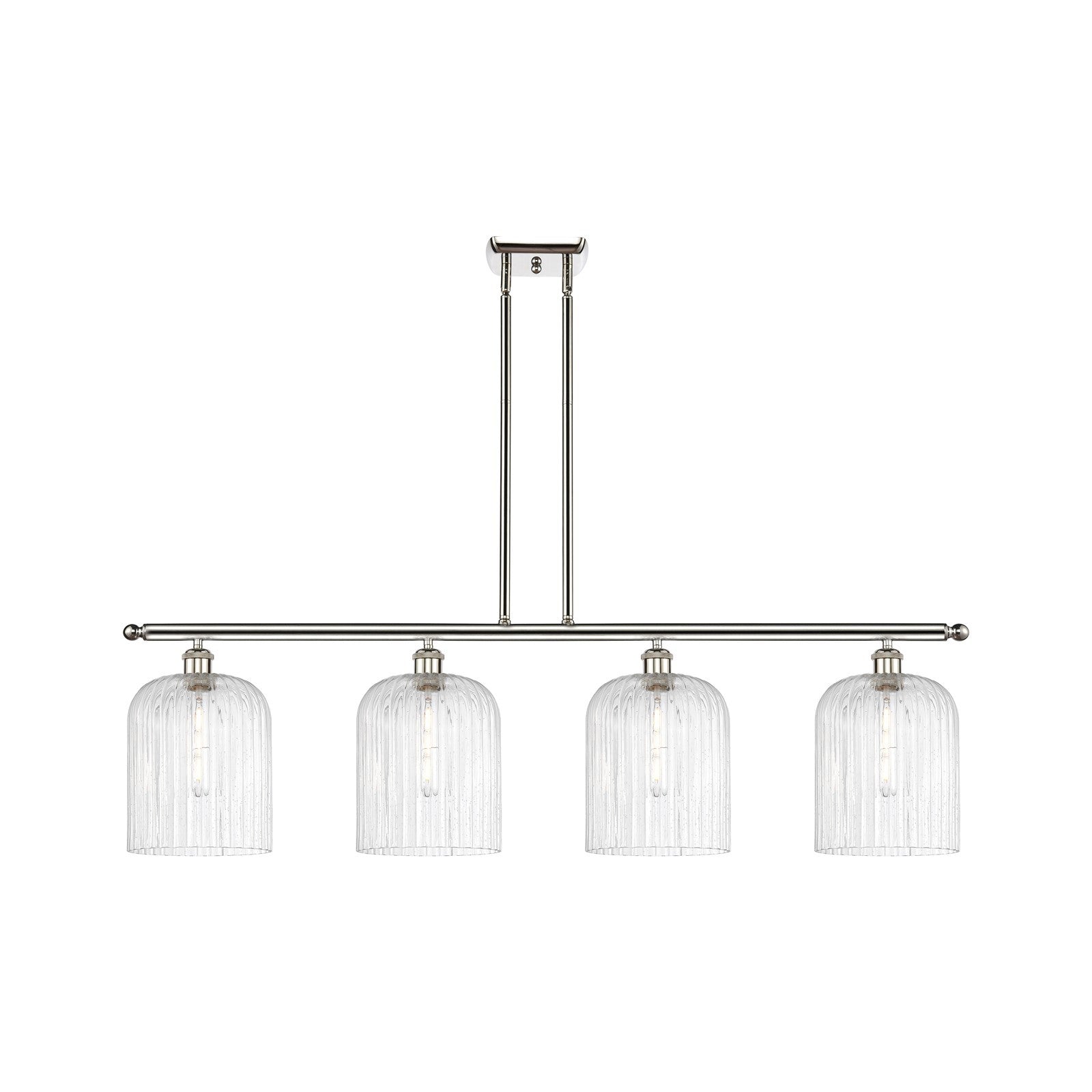 Innovations Bridal Veil 48in 4-Light Island Light | Art Nouveau Polished Nickel Steel and Seedy Ribbed Glass | Kitchen Island | Model 516-4I-PN-G559-8SDY