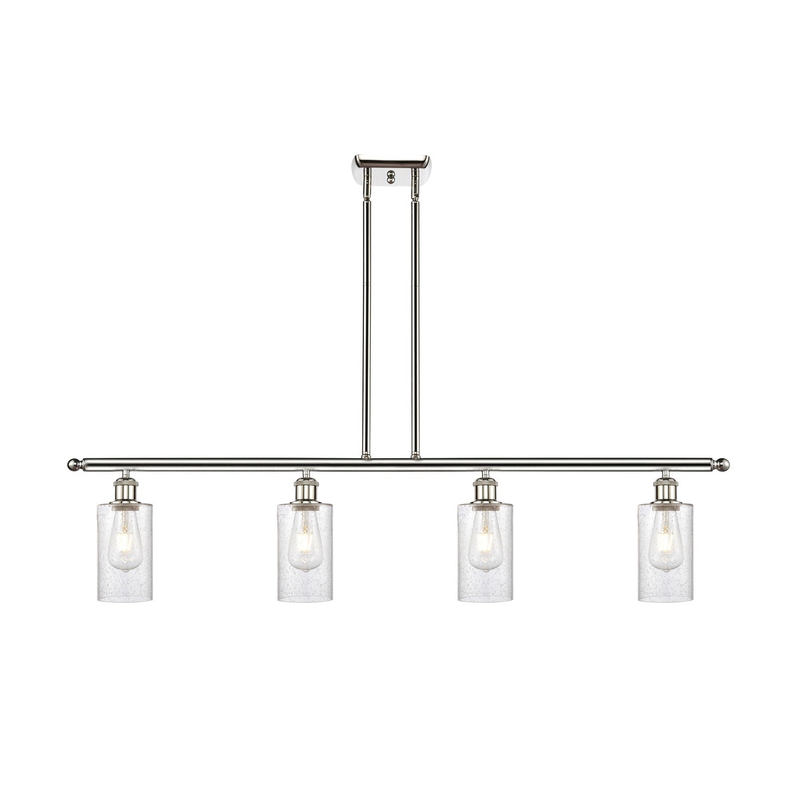 Innovations Clymer 48in 4-Light Island Light | Art Nouveau Polished Nickel and Seedy Glass | Kitchen Island & Dining Room | 48 x | Model 516-4I-PN-G804