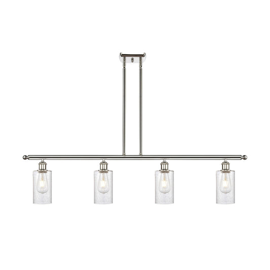 Innovations Clymer 48in 4-Light Island Light | Art Nouveau Polished Nickel and Seedy Glass | Kitchen Island & Dining Room | 48 x | Model 516-4I-PN-G804