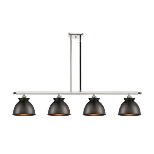 Innovations Lighting Adirondack 48in 4-Light Island Light | Industrial Farmhouse Polished Nickel and Matte Black Metal Shade | Model 516-4I-PN-M14-BK