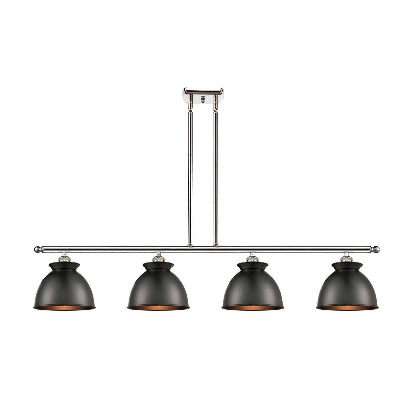 Innovations Adirondack 48in 4-Light Island Light | Industrial Farmhouse Polished Nickel and Matte Black Metal | Kitchen | Model 516-4I-PN-M14-BK-LED