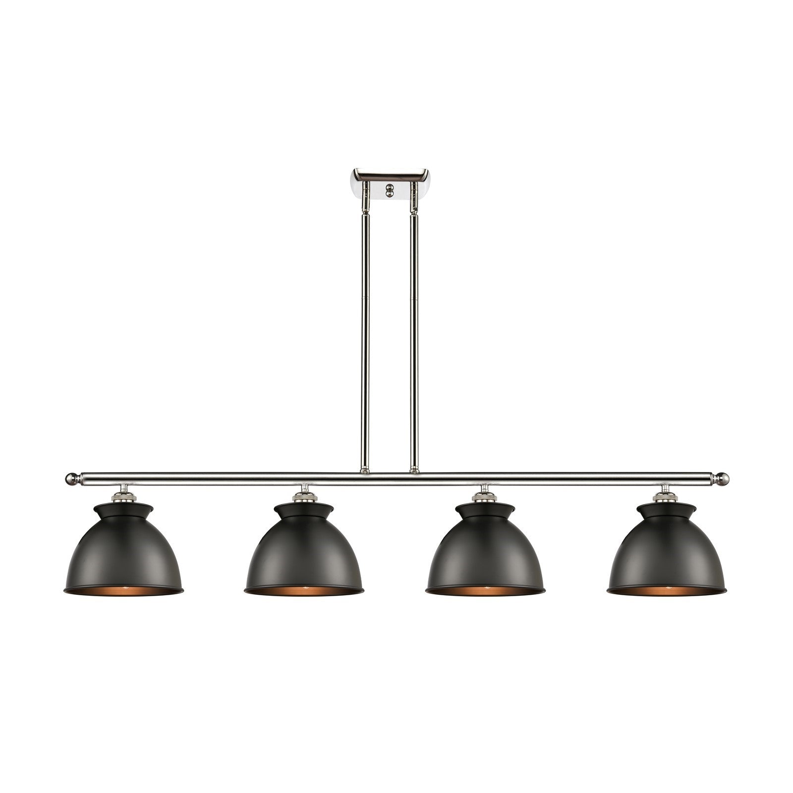 Innovations Adirondack 48in 4-Light Island Light | Industrial Farmhouse Polished Nickel and Matte Black Metal | Kitchen | Model 516-4I-PN-M14-BK-LED