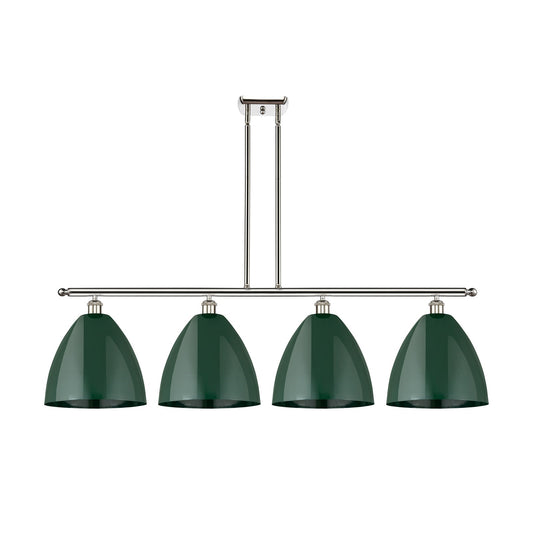 Innovations Plymouth 50in 4-Light Island Light | Industrial Polished Nickel and Matte Green Metal | Kitchen Island | 50.25 x | Model 516-4I-PN-MBD-12-GR