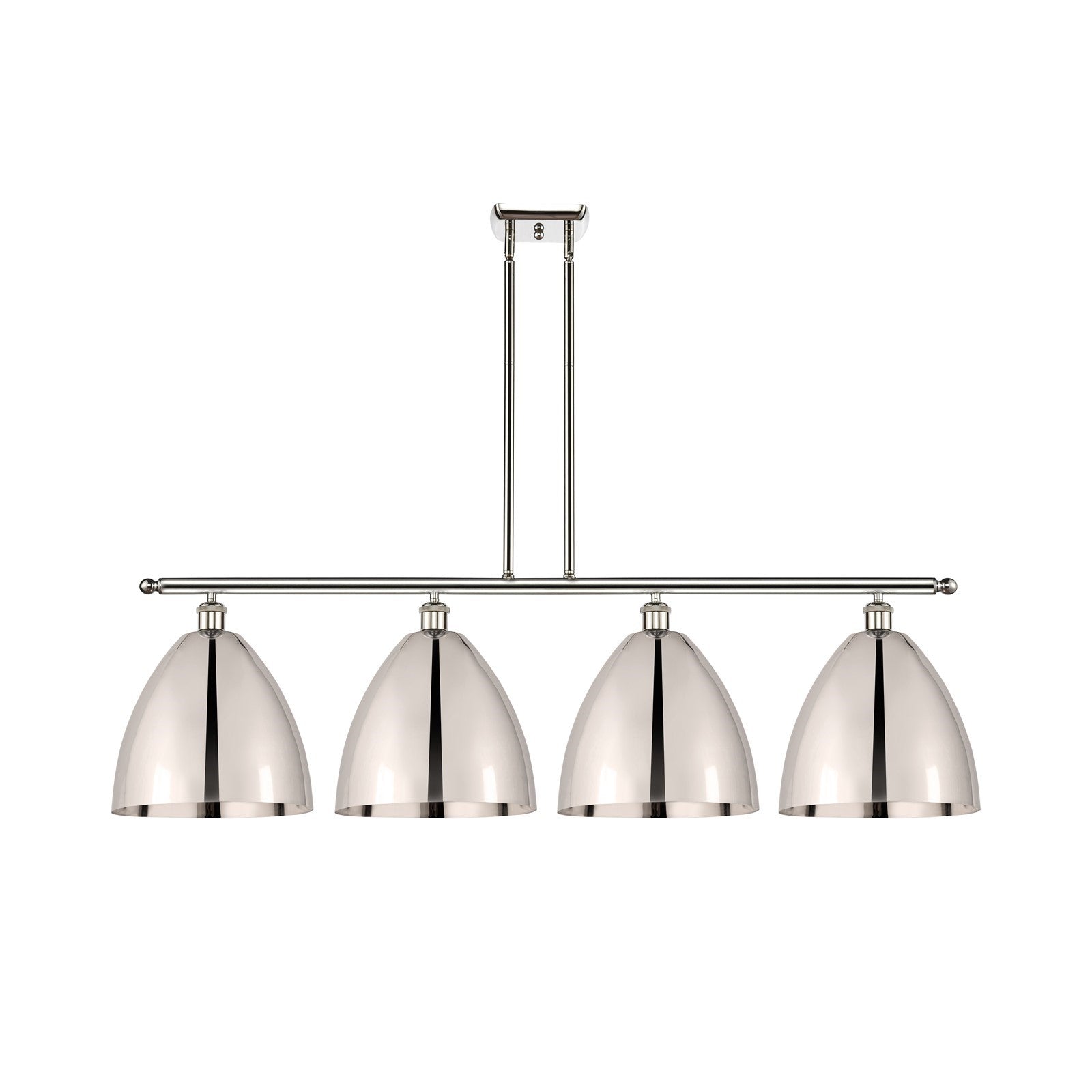 Innovations Bristol 50in 4-Light Island Light | Industrial Farmhouse Polished Nickel Steel and Metal Shade | Kitchen Island & | Model 516-4I-PN-MBD-12-PN