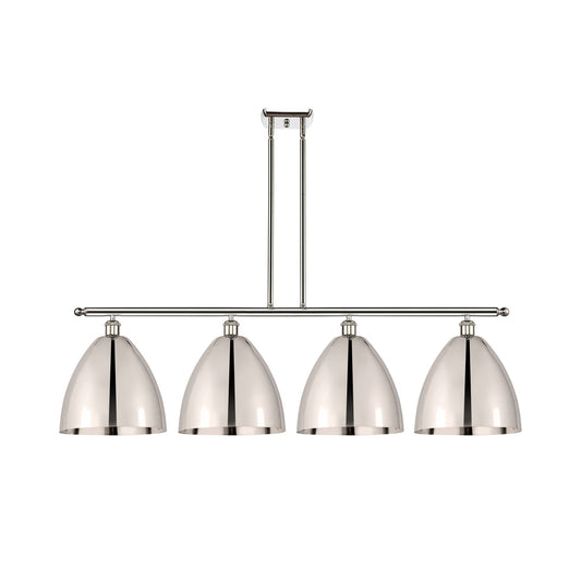 Innovations Bristol 50.25in 4-Light Island Light | Industrial Farmhouse Polished Nickel Steel and Polished Nickel Metal | Model 516-4I-PN-MBD-12-PN-LED