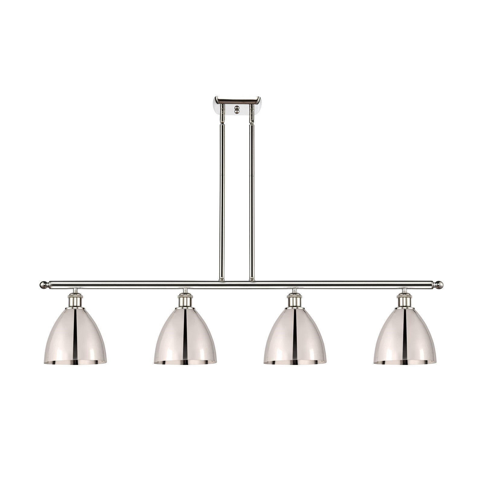 Innovations Bristol 48in 4-Light Island Light | Industrial Farmhouse Polished Nickel Steel and Metal Shade | Kitchen | Model 516-4I-PN-MBD-75-PN-LED