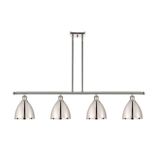 Innovations Bristol 48in 4-Light Island Light | Industrial Farmhouse Polished Nickel Steel and Metal Shade | Kitchen | Model 516-4I-PN-MBD-75-PN-LED