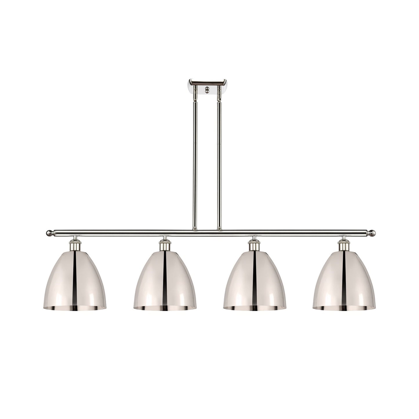 Innovations Bristol 48in 4-Light Island Light | Industrial Polished Nickel Steel and Polished Nickel Metal | Kitchen Island | Model 516-4I-PN-MBD-9-PN-LED