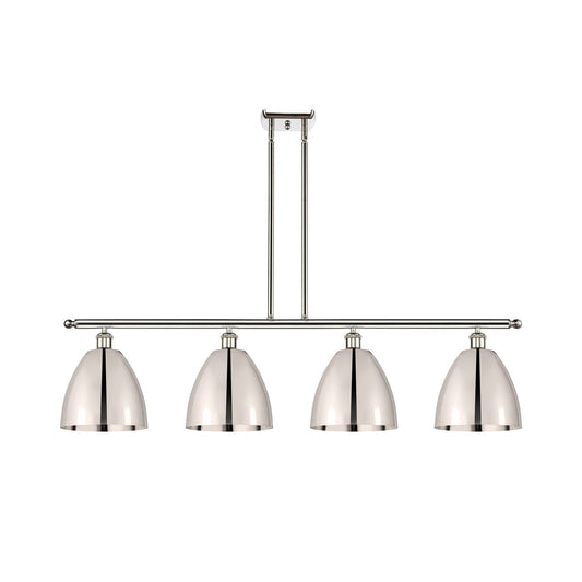 Innovations Bristol 48in 4-Light Island Light | Industrial Polished Nickel Steel and Polished Nickel Metal | Kitchen Island | Model 516-4I-PN-MBD-9-PN-LED