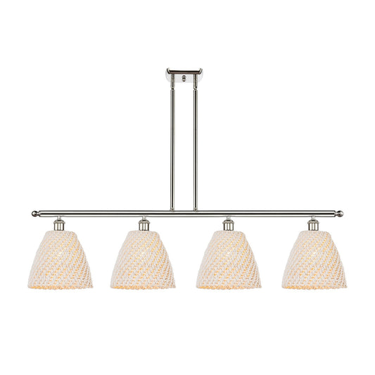 Innovations Bristol Natural 48in 4-Light Island Light | Farmhouse Polished Nickel and Natural Fiber Dome Shade | Kitchen | Model 516-4I-PN-NBD-9-NAT