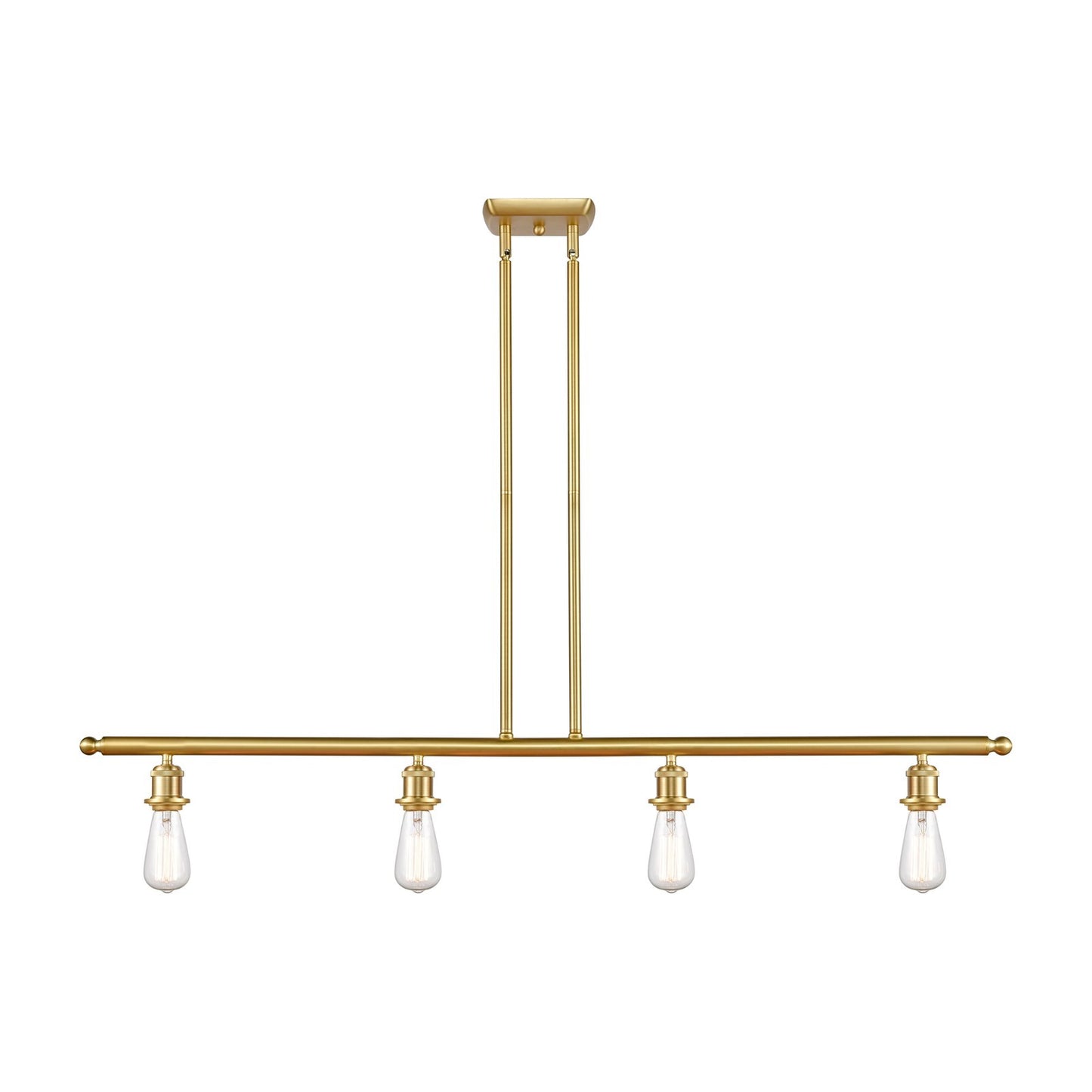 Innovations Lighting Ballston 48in 4-Light Island Light | Industrial Satin Gold Steel and Cast Brass | Kitchen Island | 48 x 4.25 x 4.5 | Model 516-4I-SG