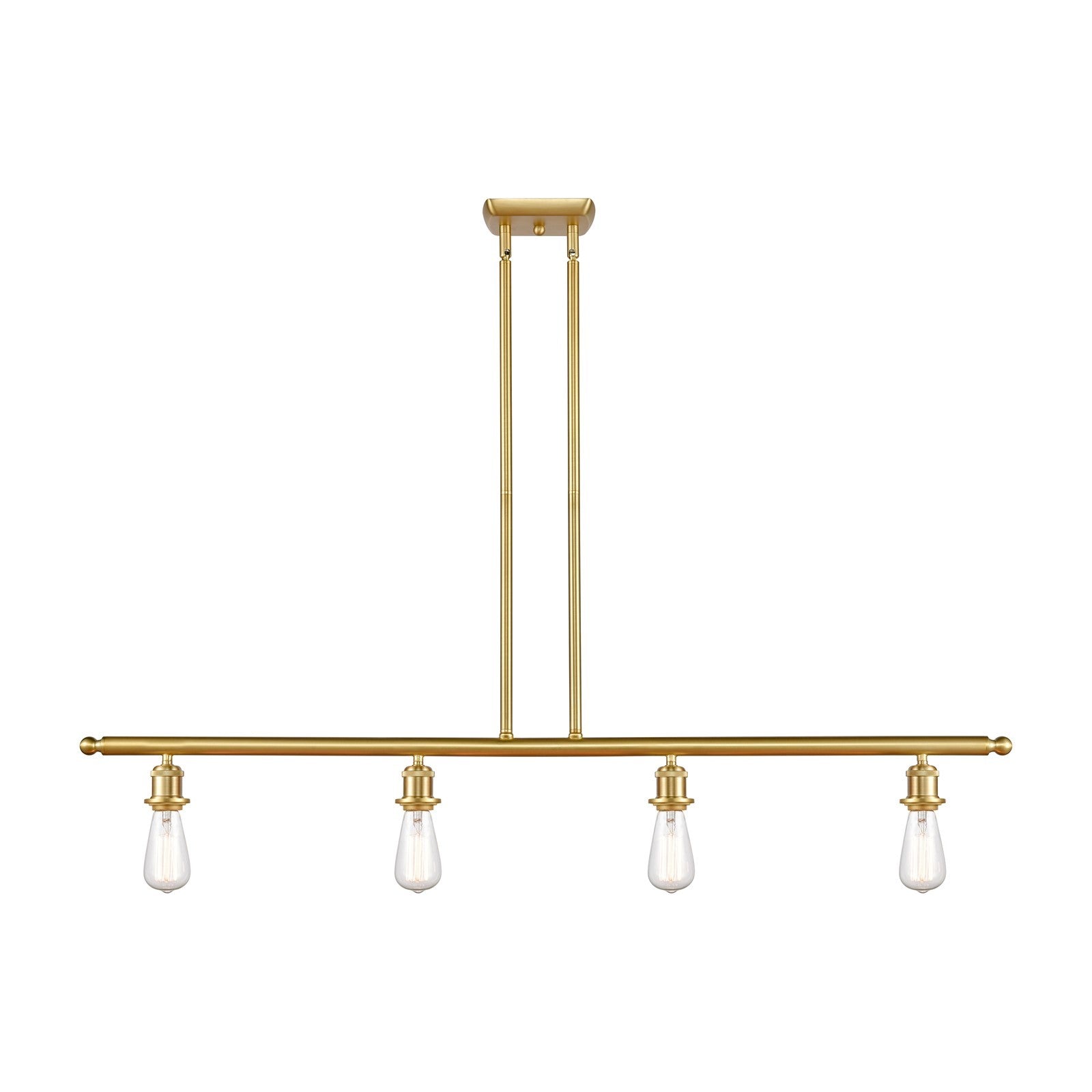 Innovations Lighting Ballston 48in 4-Light Island Light | Industrial Satin Gold Steel and Cast Brass | Kitchen Island | 48 x 4.25 x 4.5 | Model 516-4I-SG