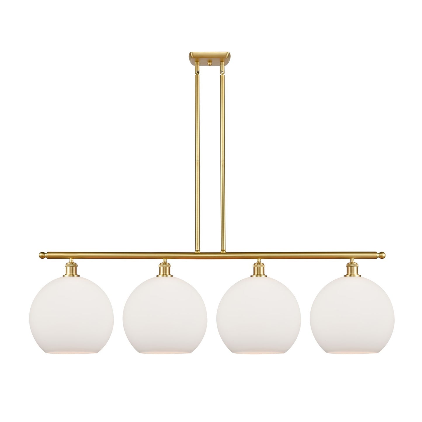 Innovations Athens 50in 4-Light Island Light | Industrial Satin Gold Steel and Matte White Glass | Kitchen Island & Dining Room | Model 516-4I-SG-G121-12