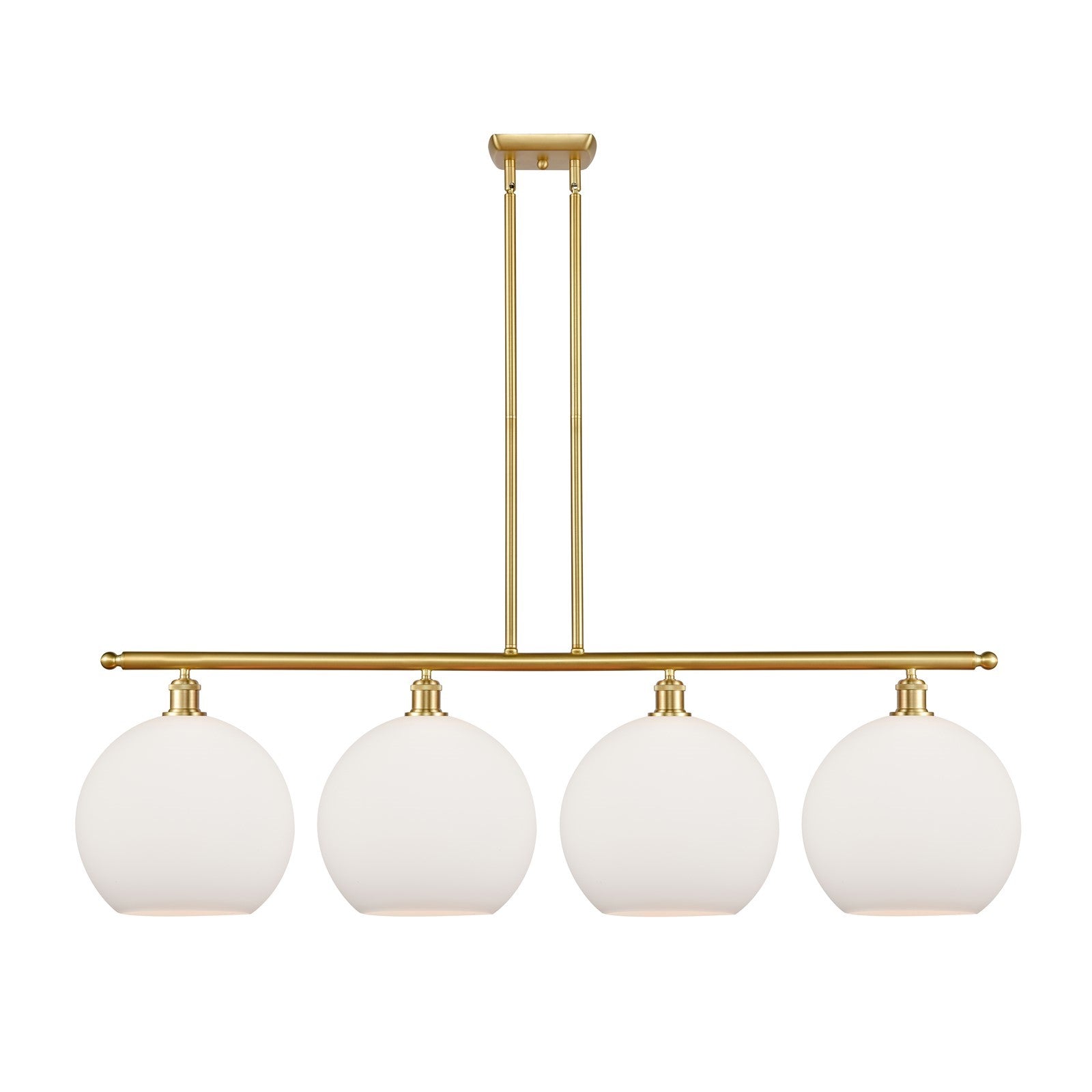Innovations Athens 50in 4-Light Island Light | Industrial Satin Gold Steel and Matte White Glass | Kitchen Island & Dining Room | Model 516-4I-SG-G121-12
