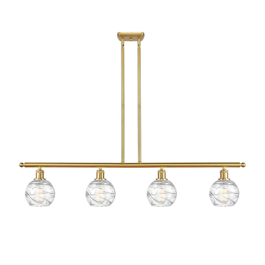 Innovations Athens Deco Swirl 48in 4-Light Island Light | Industrial Satin Gold Steel and Clear Glass | Kitchen Island & | Model 516-4I-SG-G1213-6CL