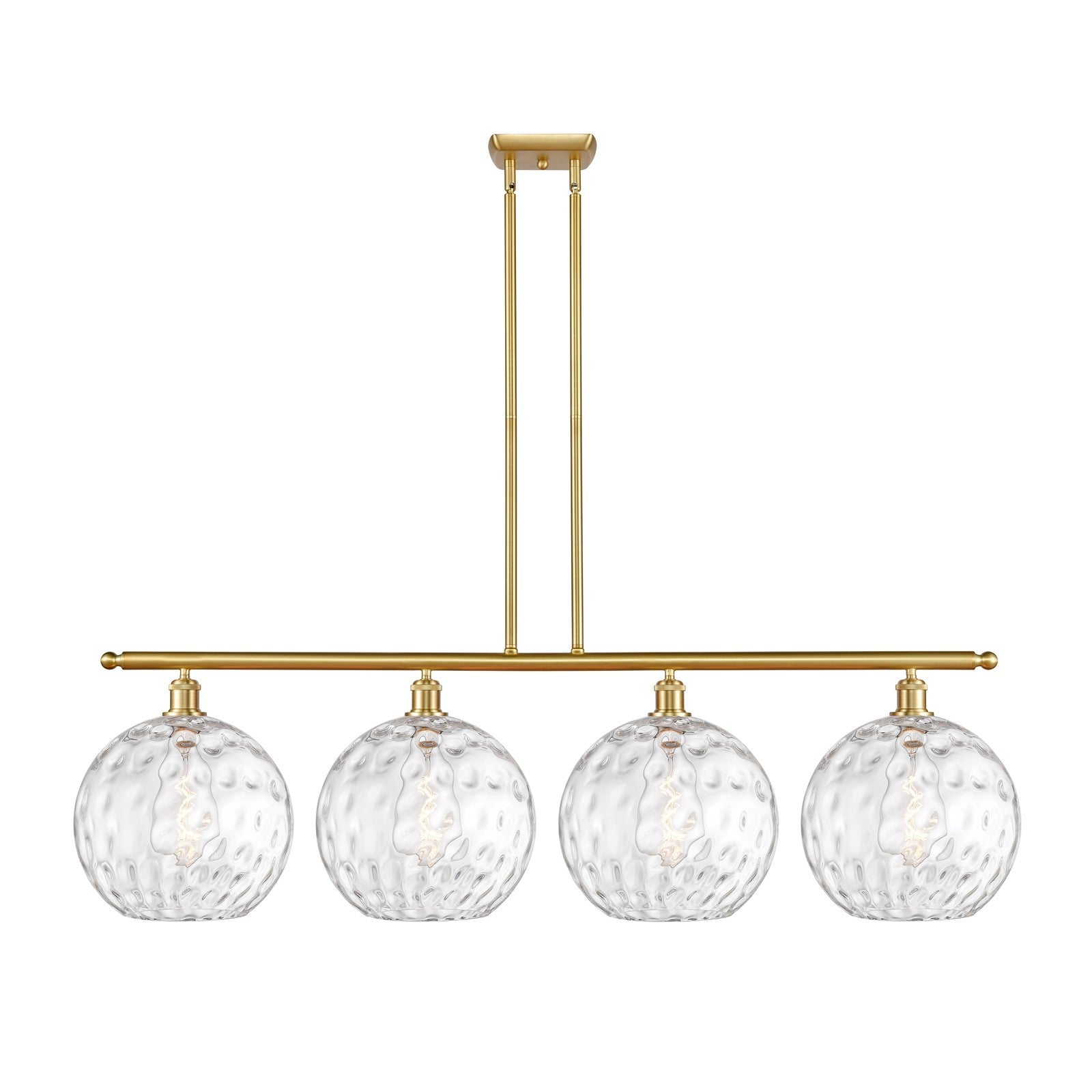 Innovations Athens 50.25in 4-Light Island Light | Industrial Satin Gold Steel and Clear Water Glass | Kitchen Island & Dining | Model 516-4I-SG-G1215-12