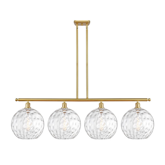 Innovations Athens 50.25in 4-Light Island Light | Industrial Satin Gold Steel and Clear Water Glass | Kitchen Island & Dining | Model 516-4I-SG-G1215-12