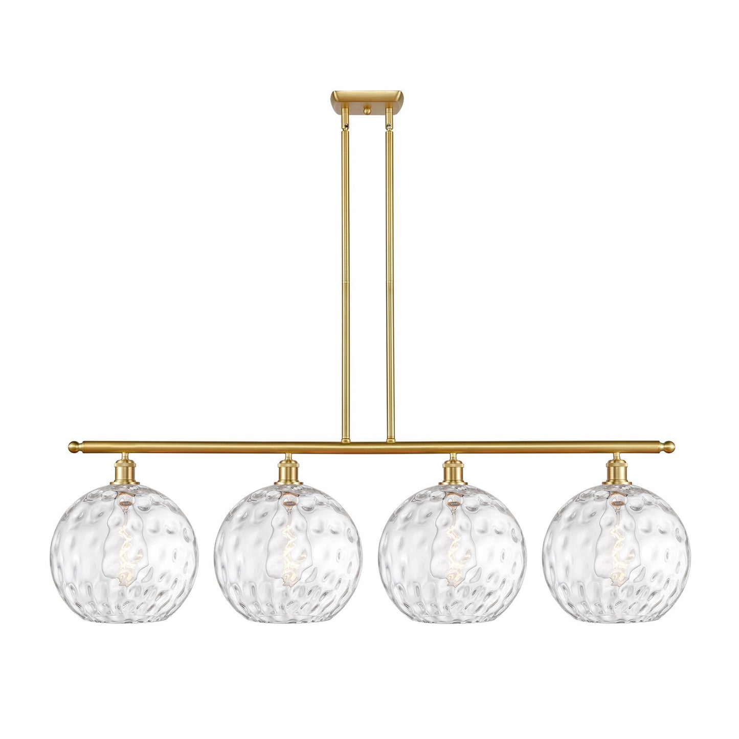 Innovations Athens 50.25in 4-Light Island Light | Industrial Satin Gold Steel and Clear Water Glass | Kitchen Island & Dining | Model 516-4I-SG-G1215-12