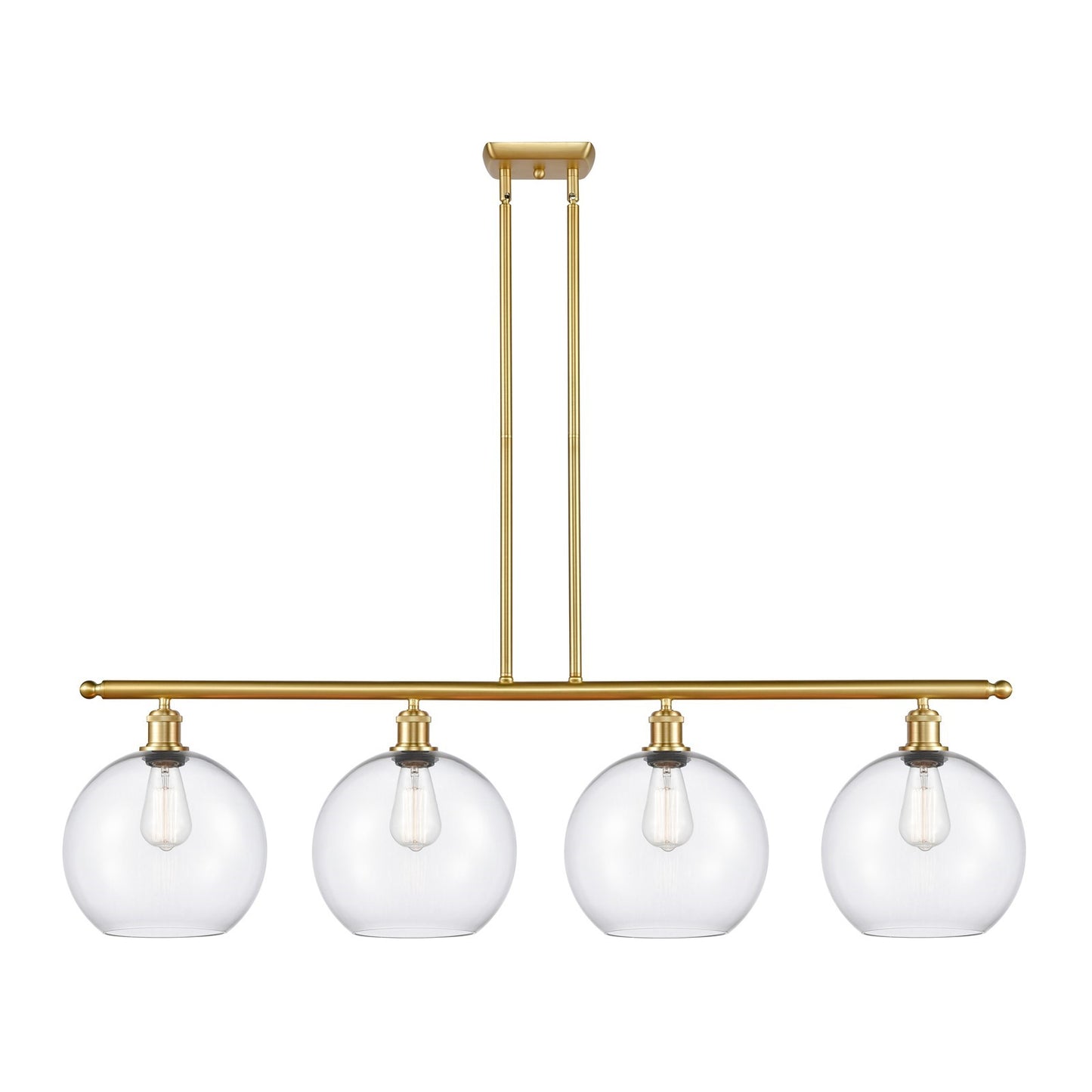 Innovations Athens 48in 4-Light Island Light | Industrial Satin Gold Steel and Clear Glass | Kitchen Island & Dining Room | Model 516-4I-SG-G122-10