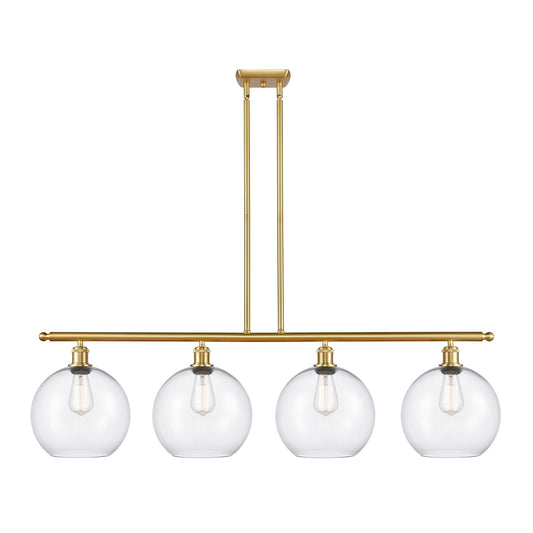 Innovations Athens 48in 4-Light Island Light | Industrial Satin Gold Steel and Clear Glass | Kitchen Island & Dining Room | Model 516-4I-SG-G122-10
