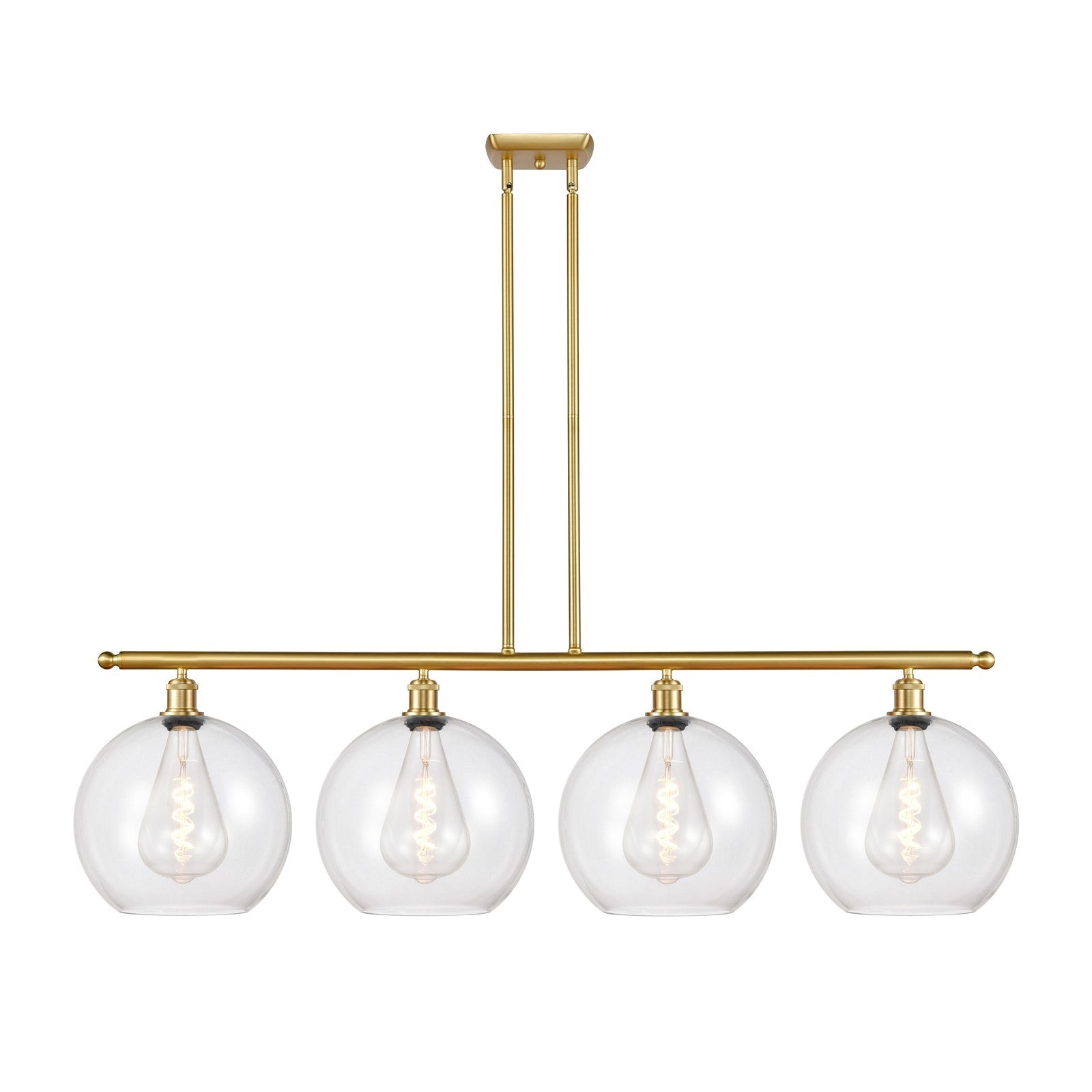 Innovations Athens 50in 4-Light Island Light | Industrial Satin Gold Steel and Clear Glass | Kitchen Island & Dining Room | 50 x | Model 516-4I-SG-G122-12