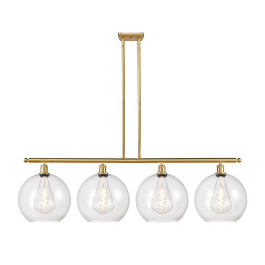 Innovations Athens 50in 4-Light Island Light | Industrial Satin Gold Steel and Clear Glass | Kitchen Island & Dining Room | 50 x | Model 516-4I-SG-G122-12