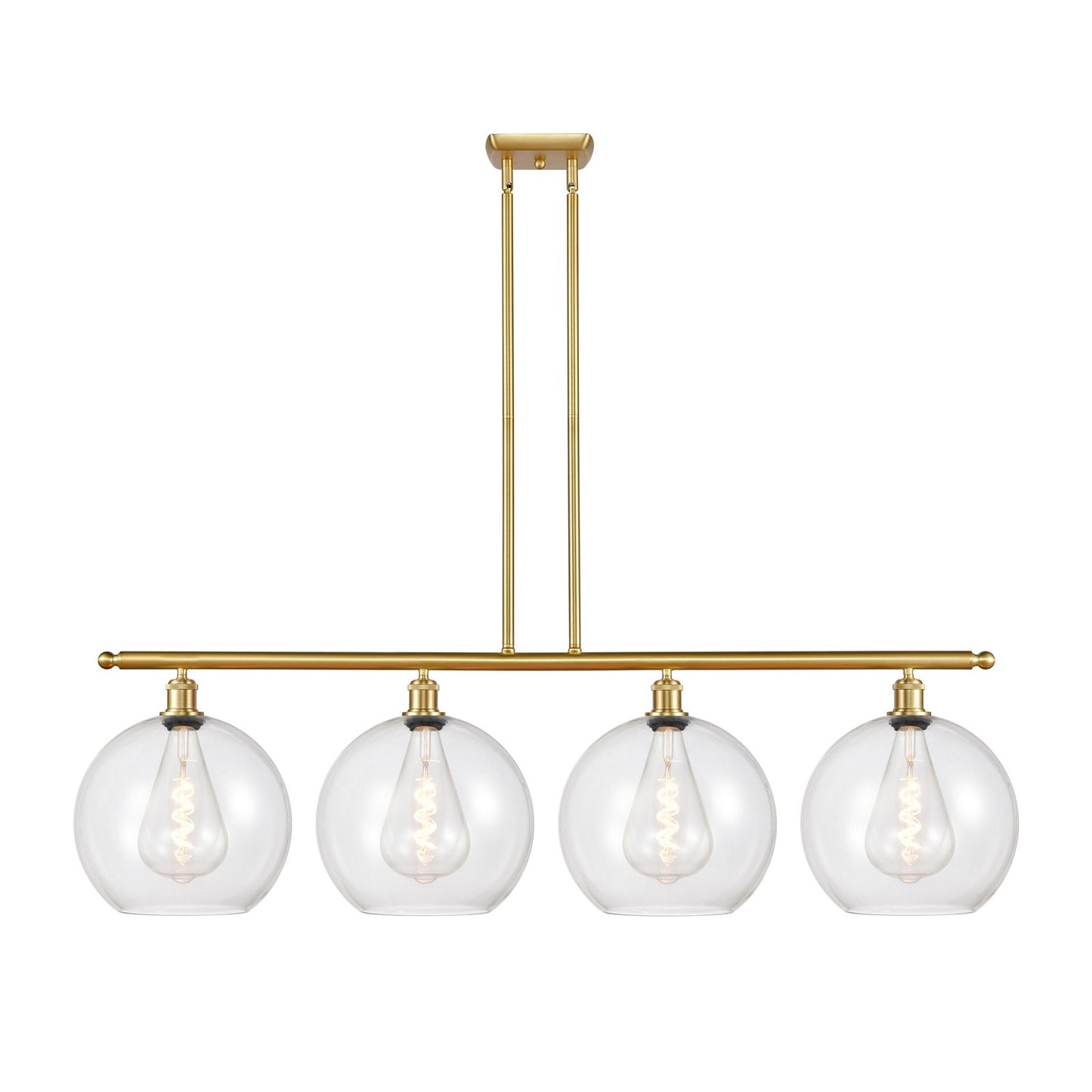 Innovations Athens 50in 4-Light Island Light | Industrial Satin Gold Steel and Clear Glass | Kitchen Island & Dining Room | 50 x | Model 516-4I-SG-G122-12
