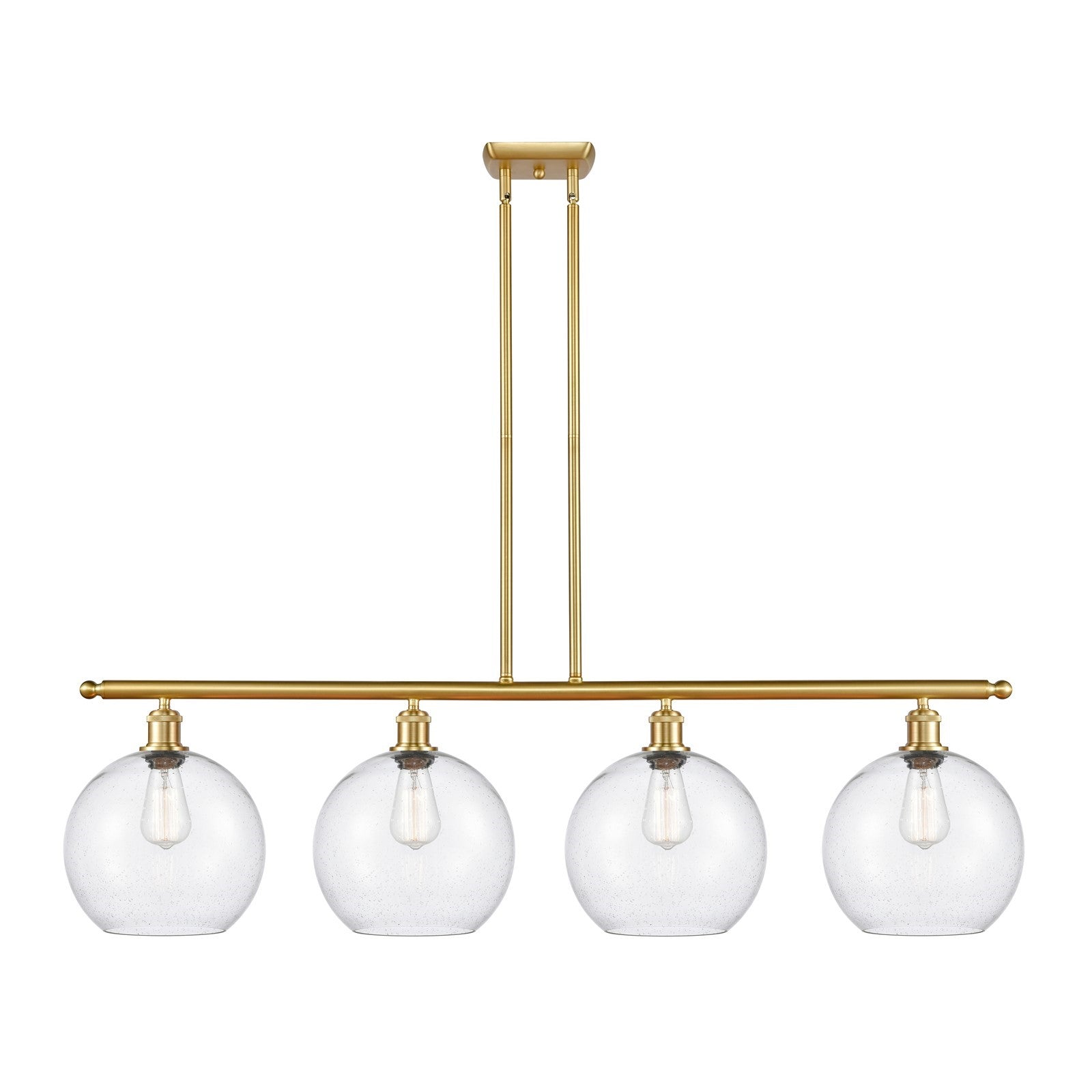 Innovations Athens 48in 4-Light Island Light | Industrial Satin Gold Steel and Seedy Glass | Kitchen Island & Dining Room | Model 516-4I-SG-G124-10