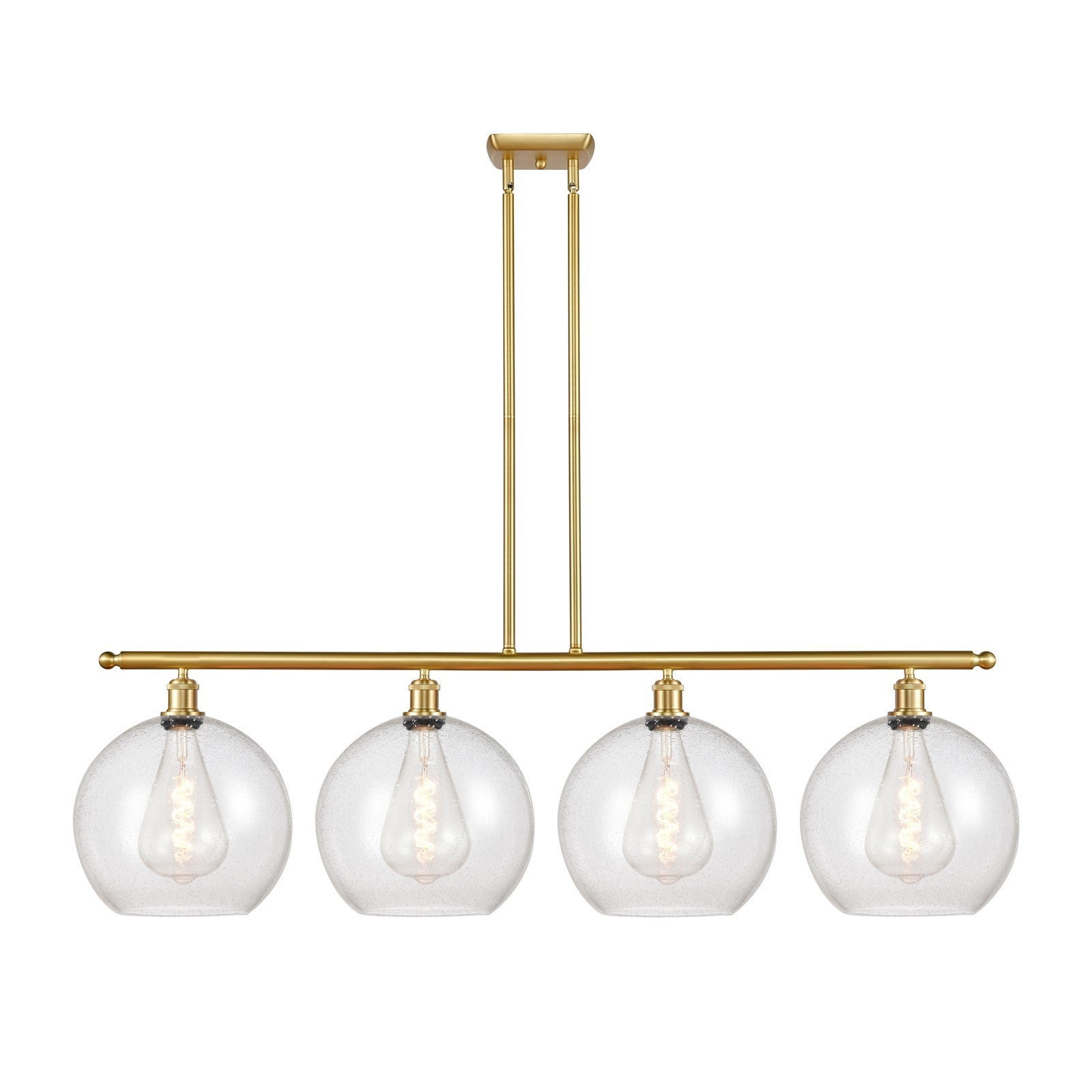 Innovations Athens 50in 4-Light Island Light | Industrial Satin Gold Steel and Seedy Glass | Kitchen Island & Dining Room | 50 x | Model 516-4I-SG-G124-12