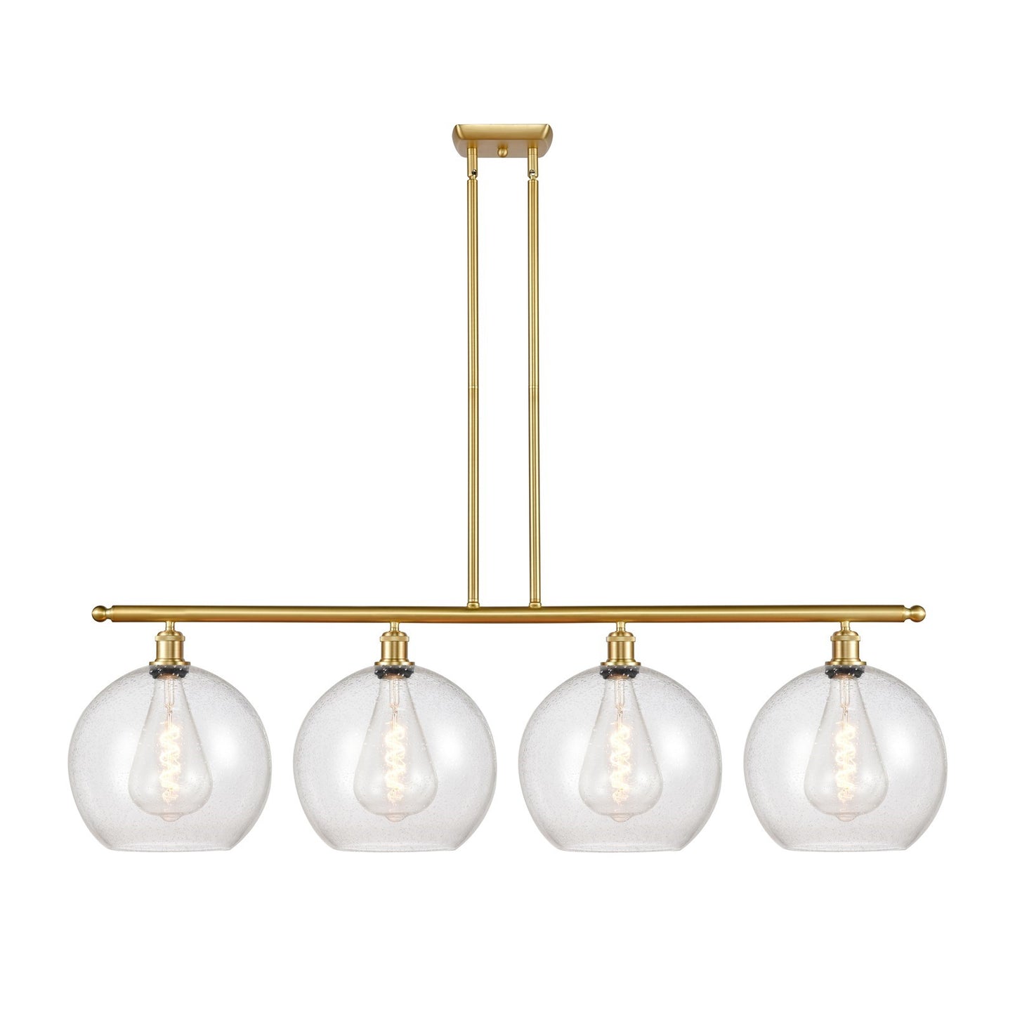 Innovations Athens 50in 4-Light Island Light | Industrial Satin Gold Steel and Seedy Glass | Kitchen Island & Dining Room | 50 x | Model 516-4I-SG-G124-12