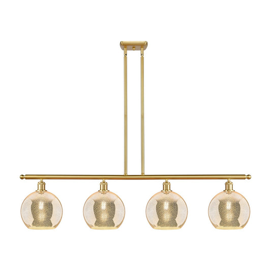 Innovations Athens 48in 4-Light Island Light | Industrial Satin Gold Steel and Mercury Glass | Kitchen Island & Dining Room | Model 516-4I-SG-G128-10