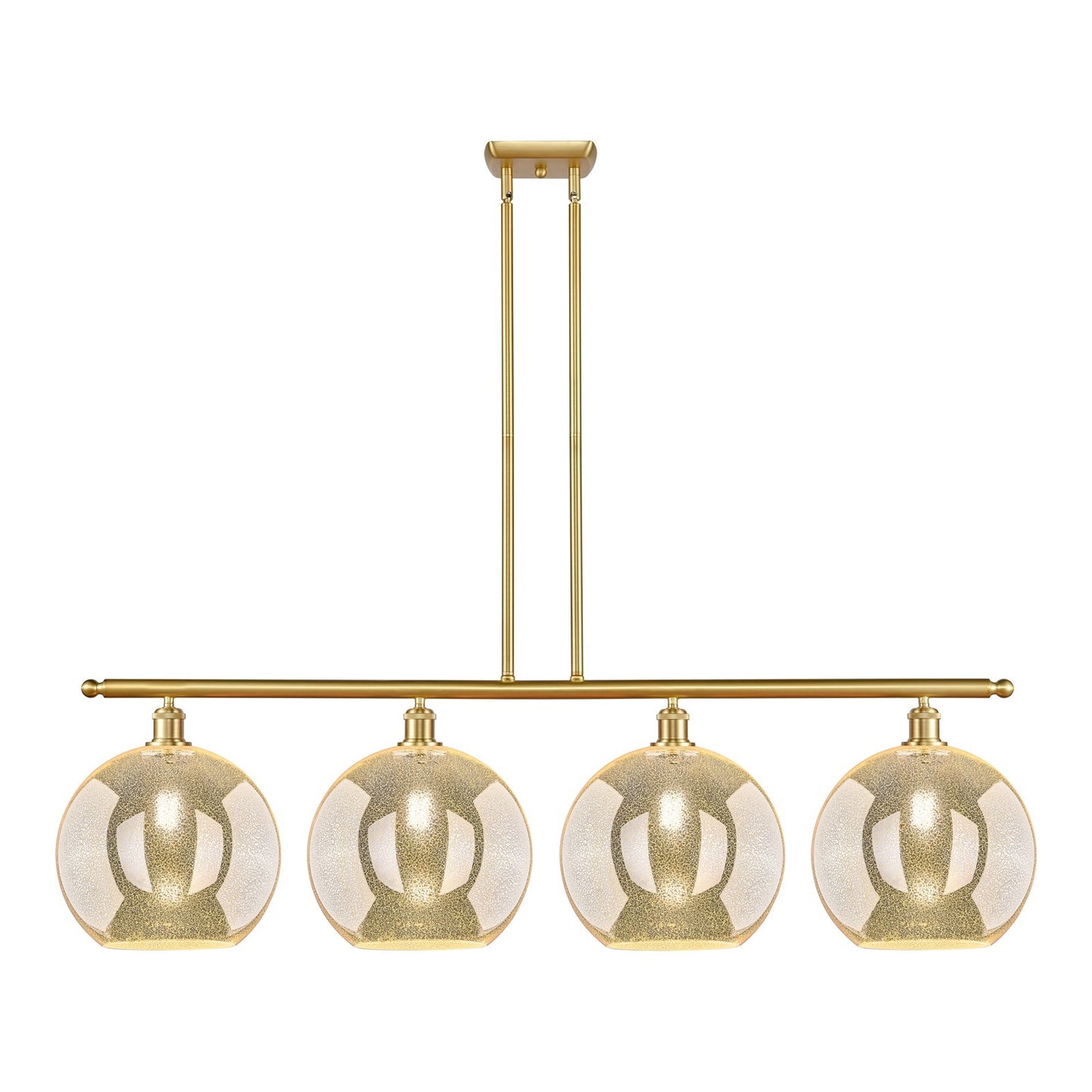 Innovations Athens 50in 4-Light Island Light | Industrial Satin Gold Steel and Mercury Glass | Kitchen Island & Dining Room | 50 | Model 516-4I-SG-G128-12